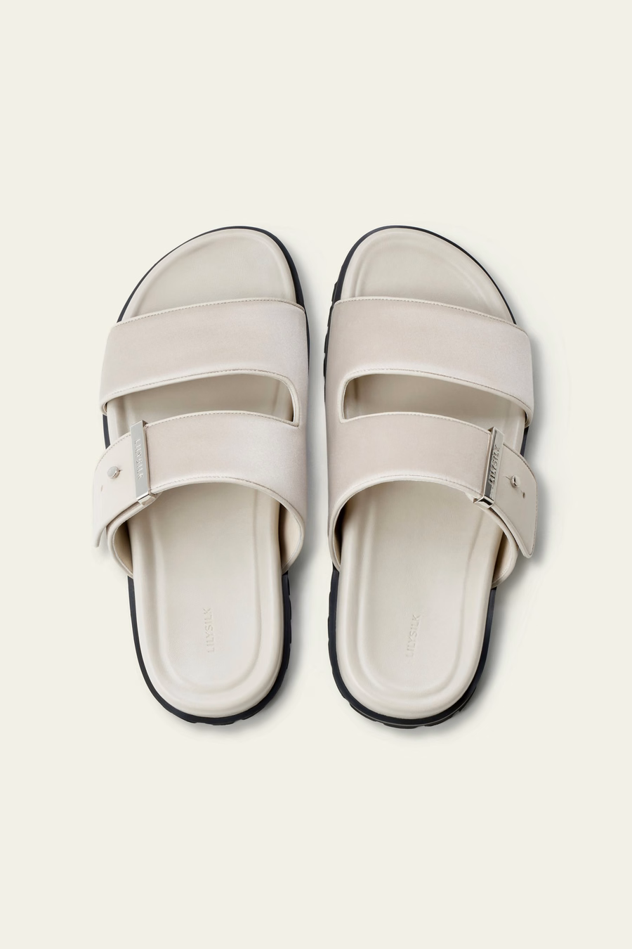 Silk Charmeuse Double-Strap Flat Sandals
