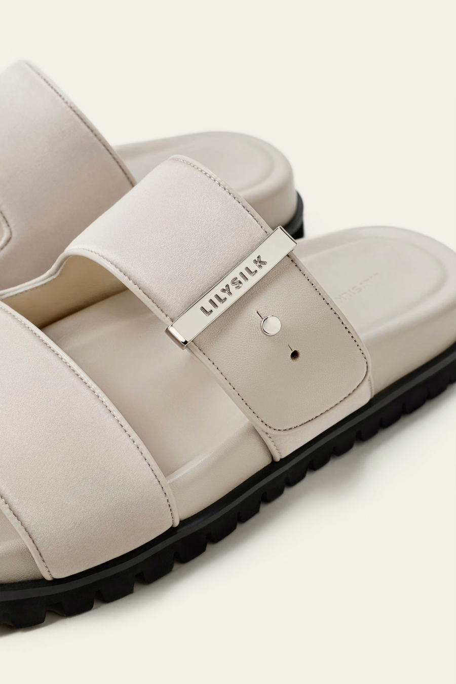 Silk Charmeuse Double-Strap Flat Sandals