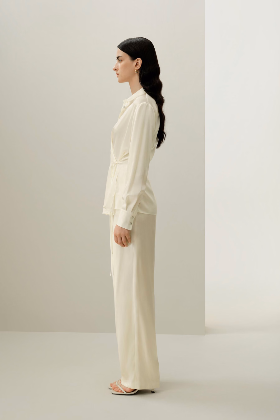 Convertible Silk Charmeuse Shirt