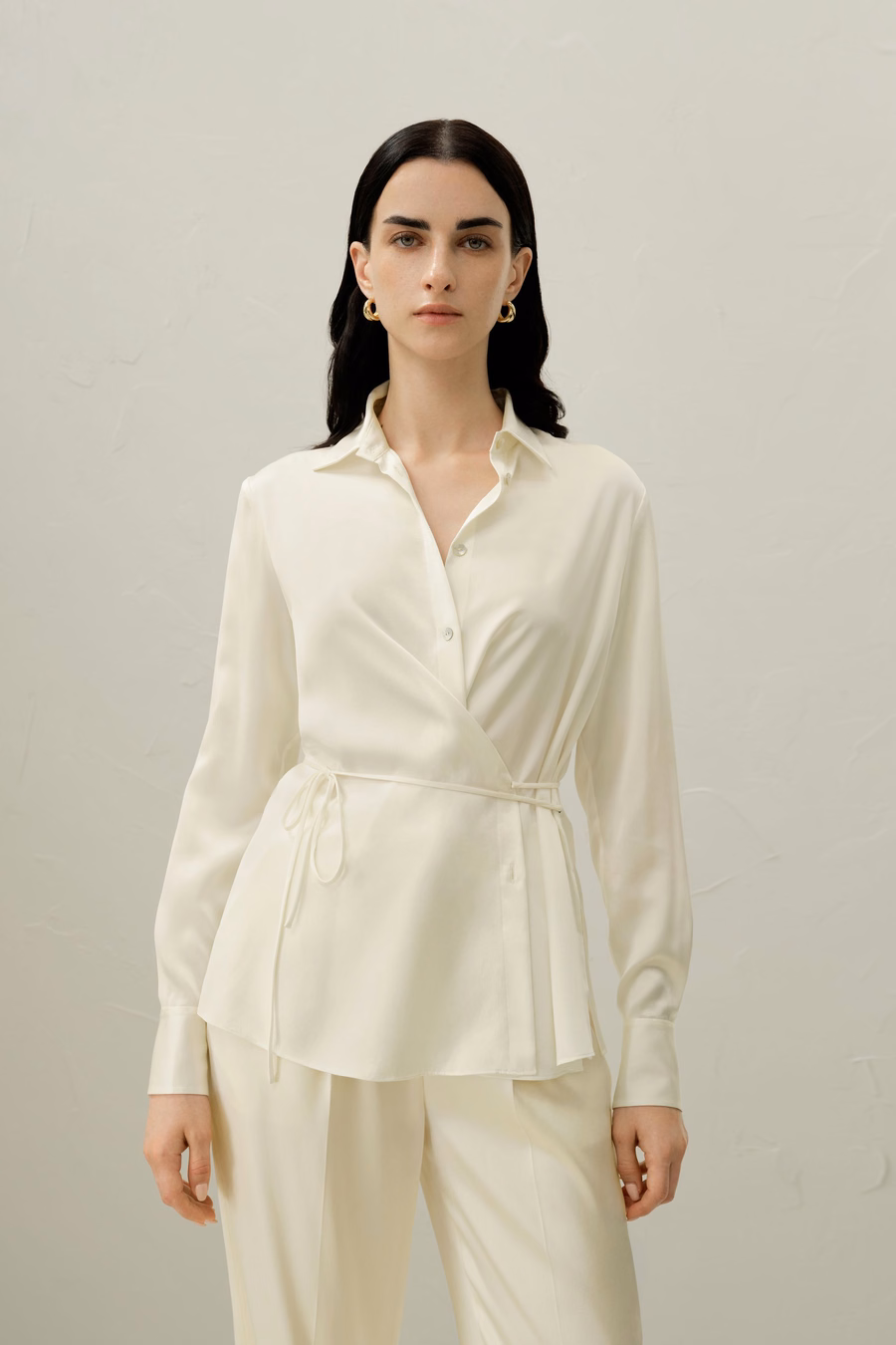 Convertible Silk Charmeuse Shirt