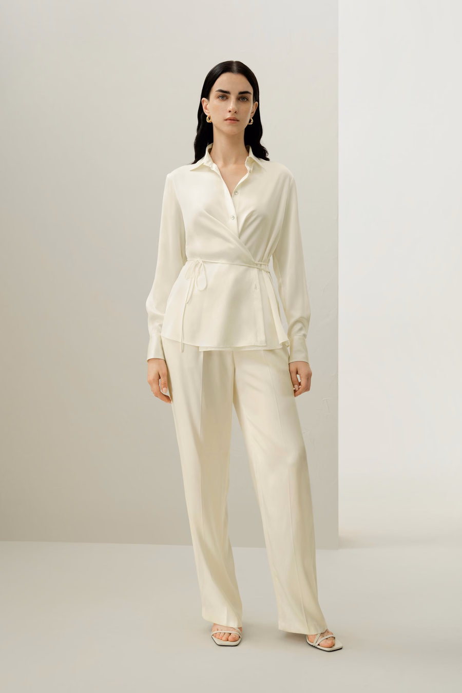 Convertible Silk Charmeuse Shirt