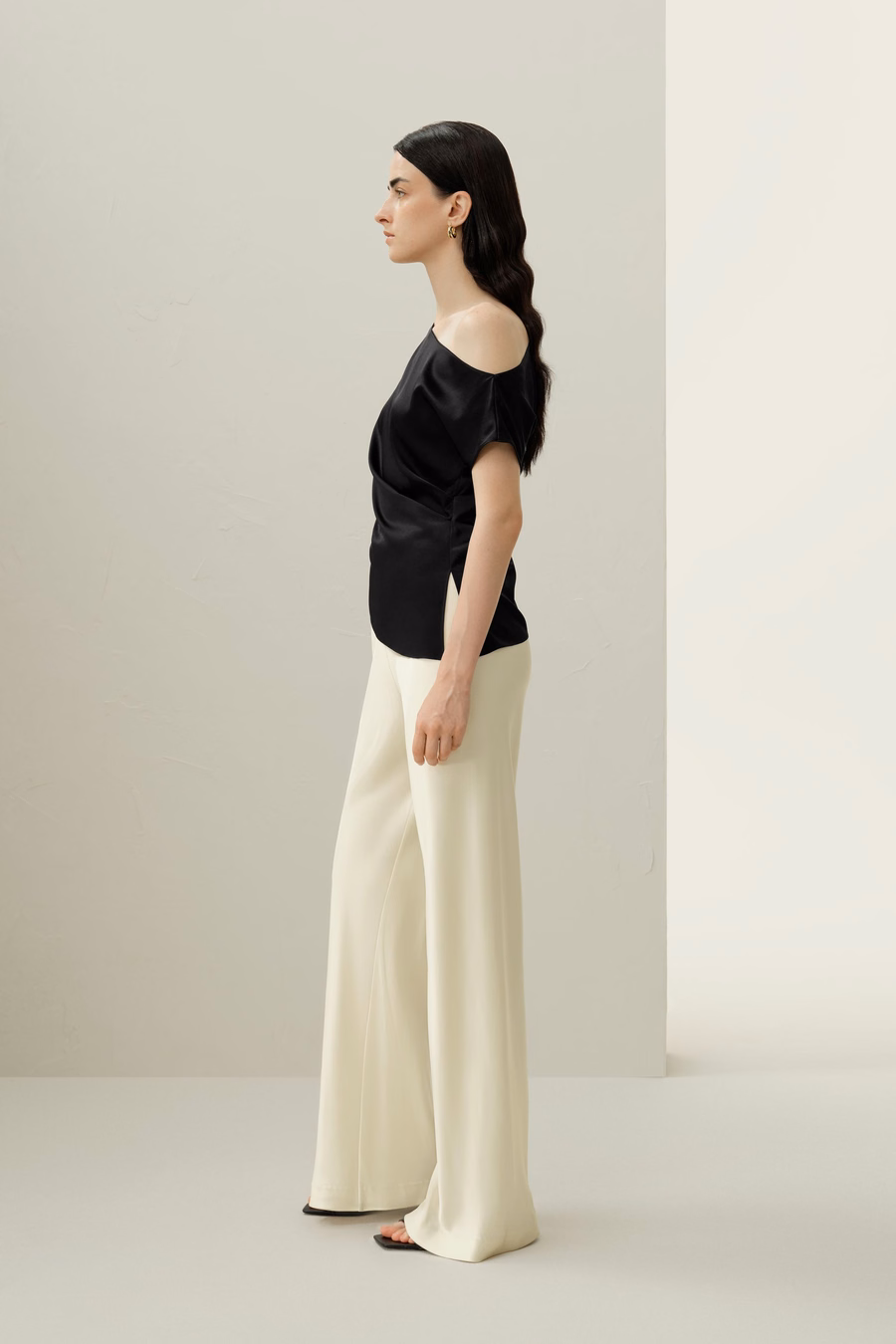Stretch Charmeuse Asymmetric Top