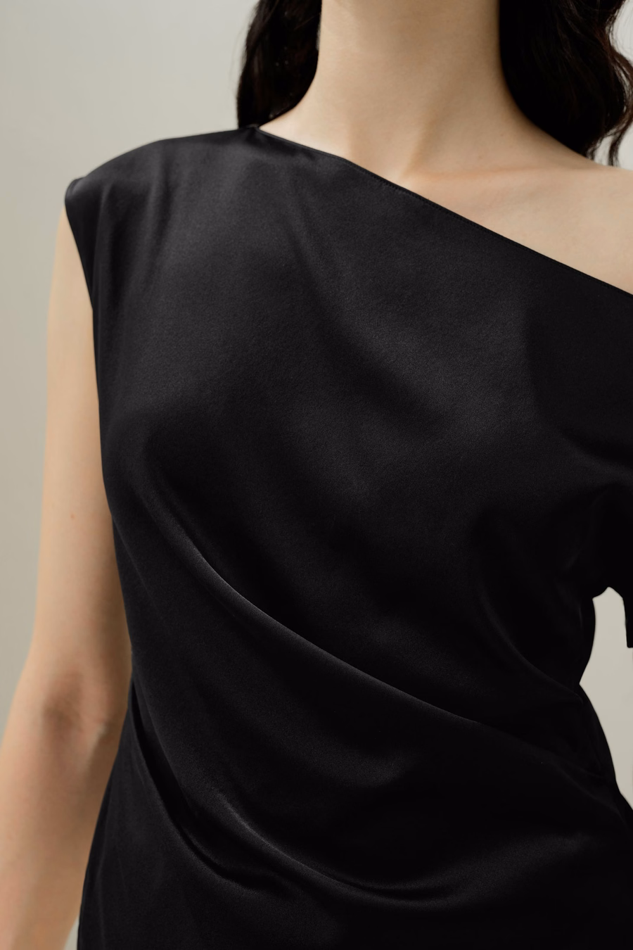 Stretch Charmeuse Asymmetric Top