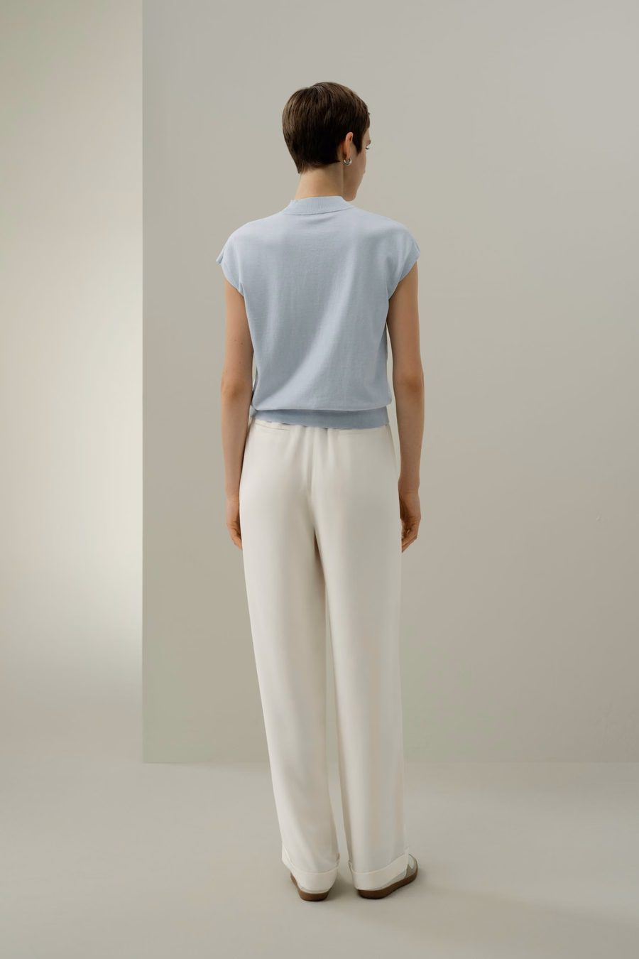 Mockneck Silk Cotton Blend Top