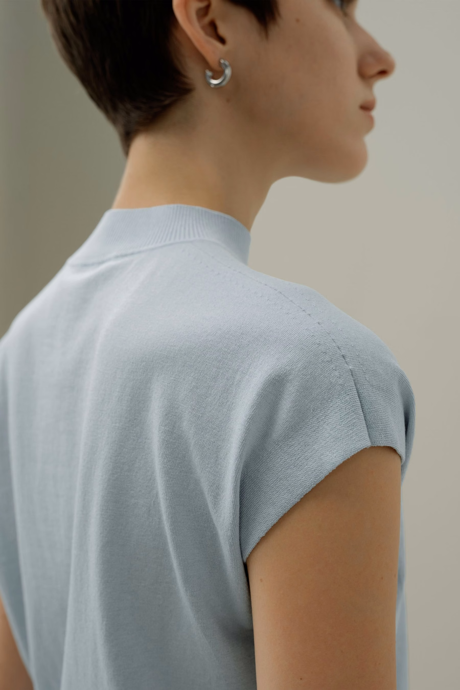 Mockneck Silk Cotton Blend Top
