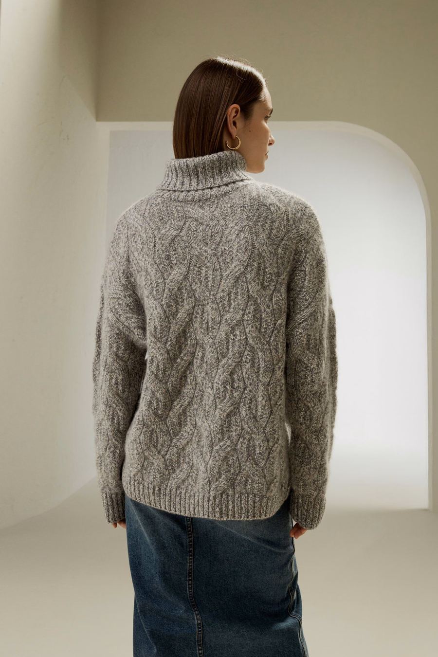 Cable-Knit Cashmere Turtleneck Sweater