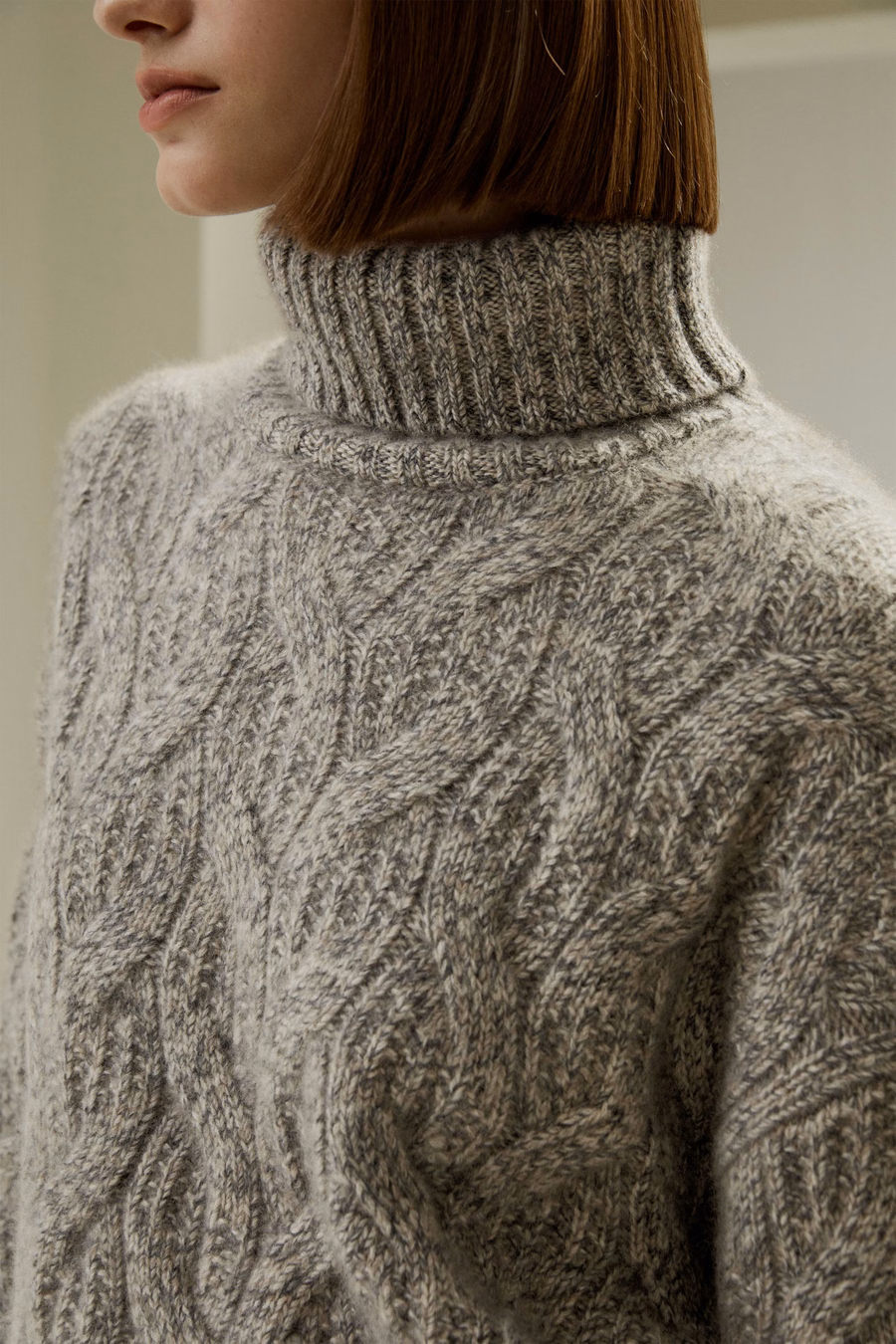 Cable-Knit Cashmere Turtleneck Sweater
