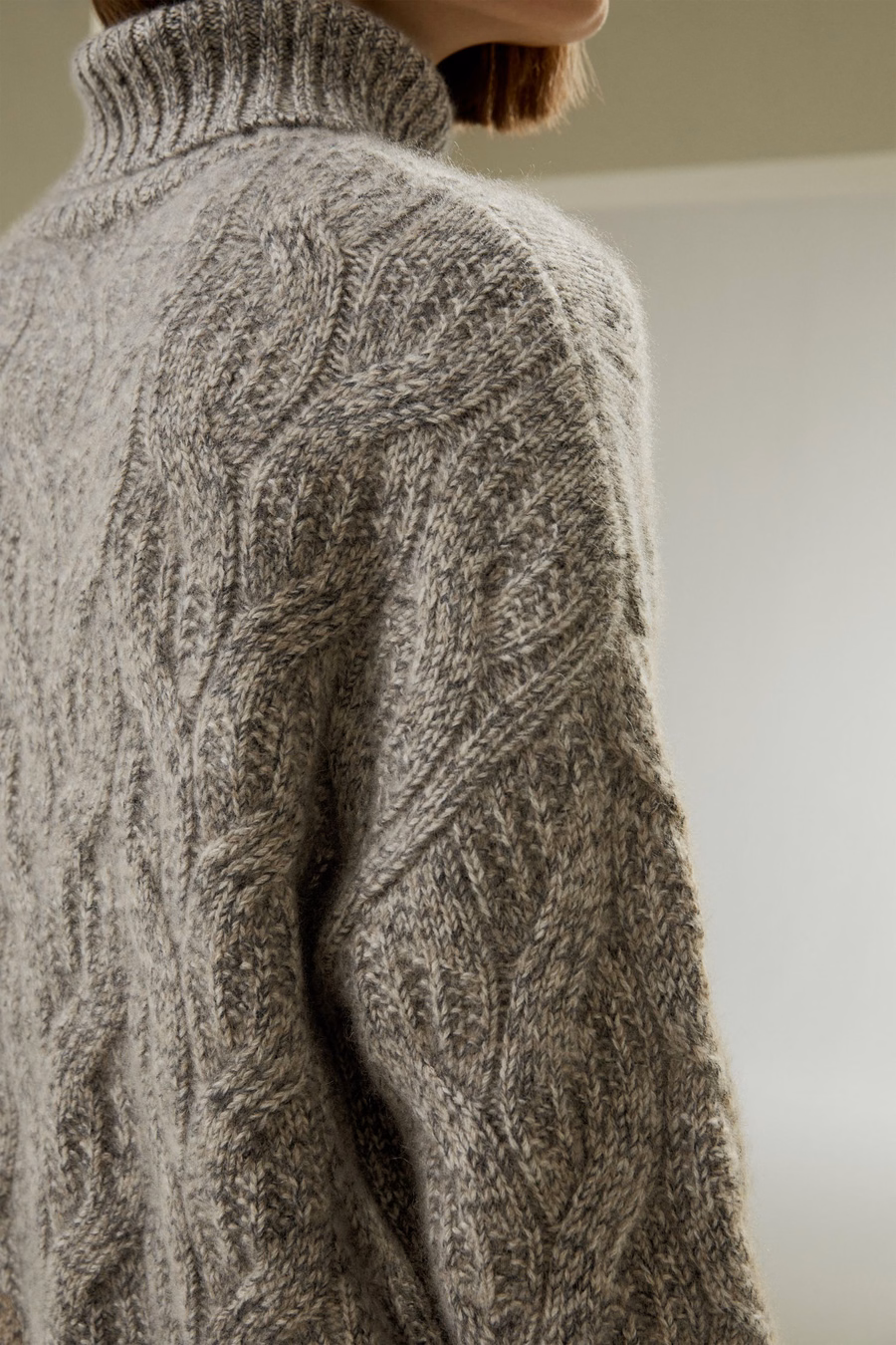 Cable-Knit Cashmere Turtleneck Sweater