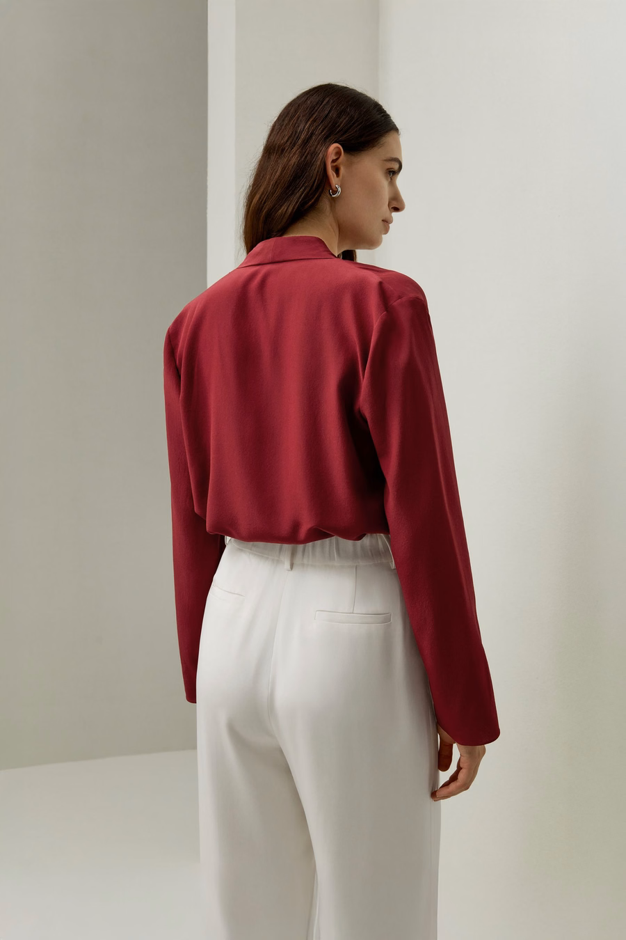 Silk Crêpe de Chine Long Sleeve Blouse
