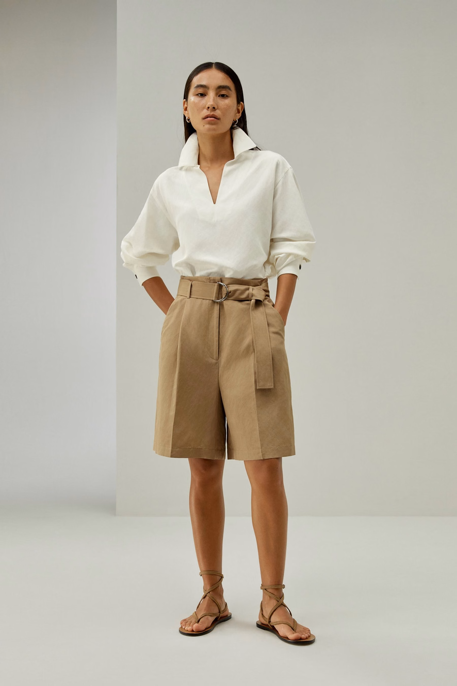 Chic Silk-Linen Blend Bermuda Shorts