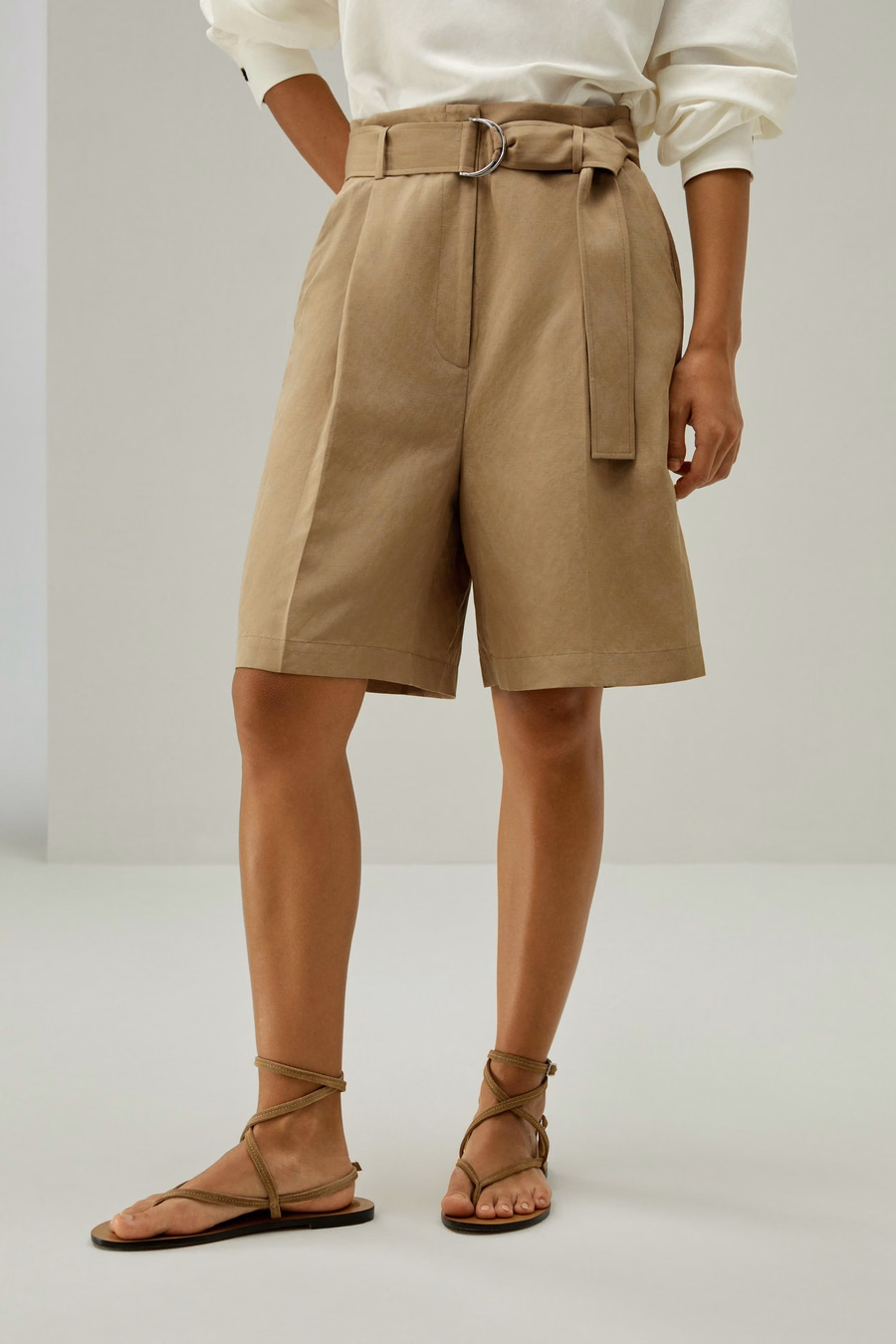 Chic Silk-Linen Blend Bermuda Shorts