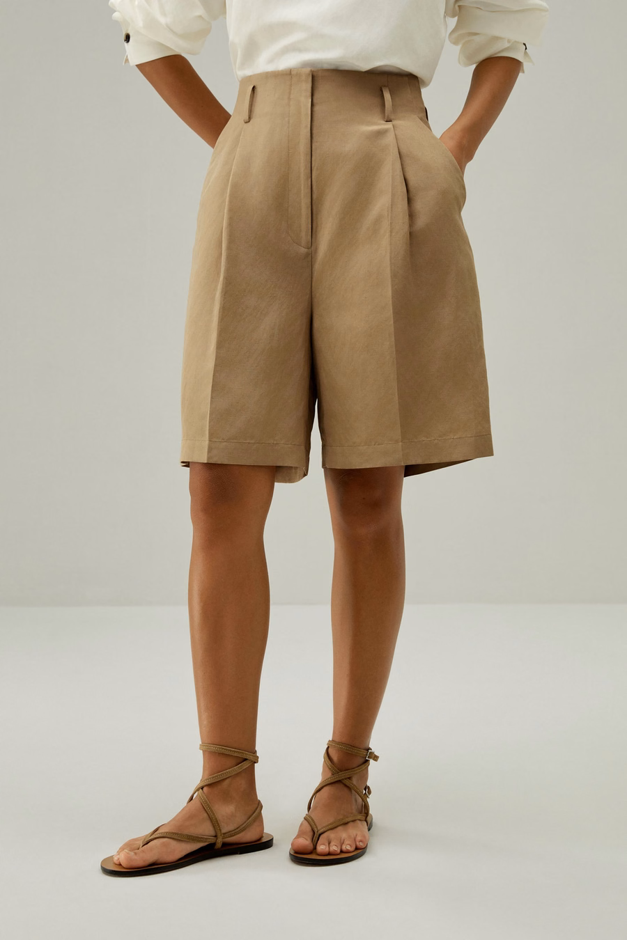 Chic Silk-Linen Blend Bermuda Shorts