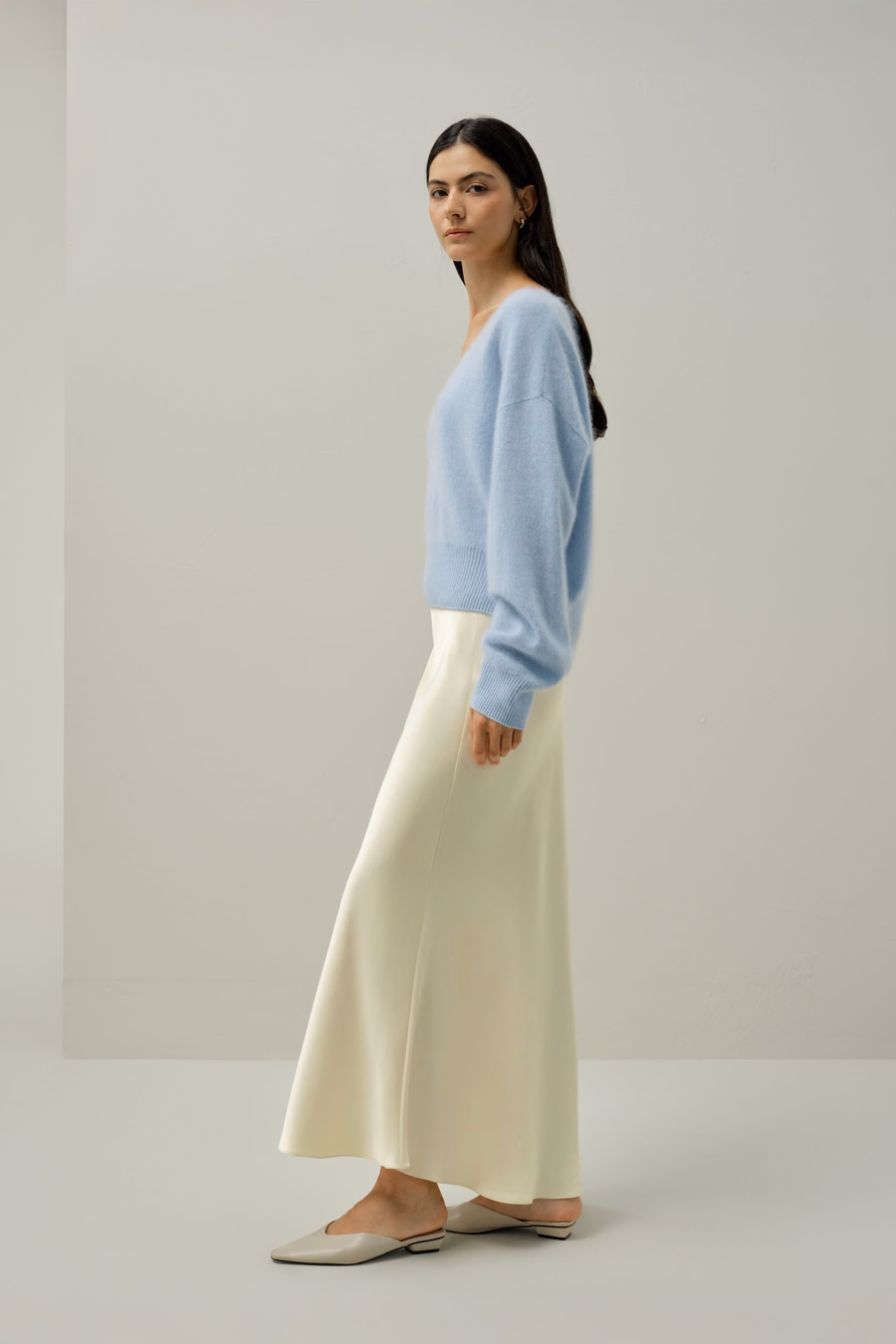 Brushed V-Neck Cashmere Sweater