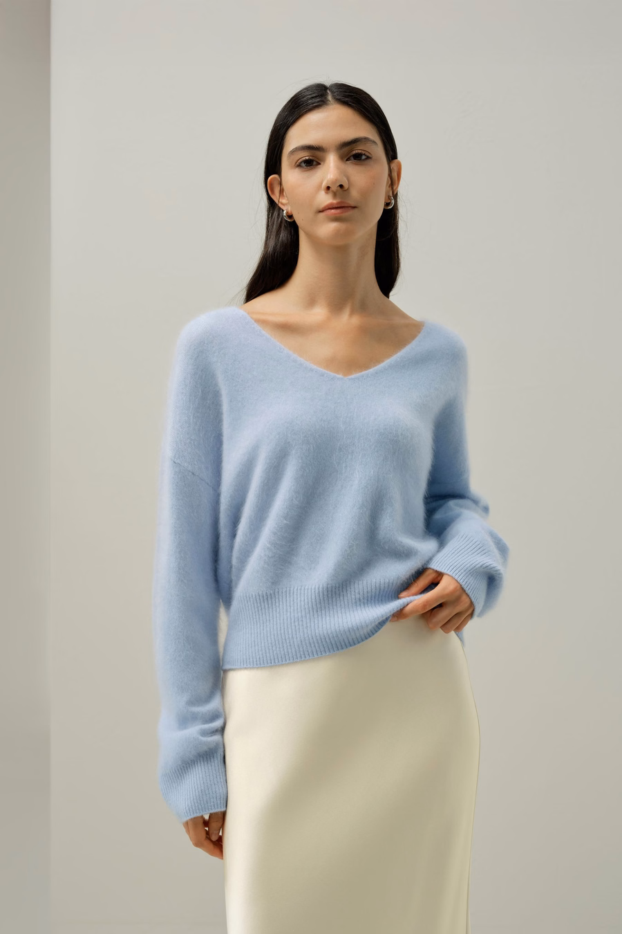 Brushed V-Neck Cashmere Sweater