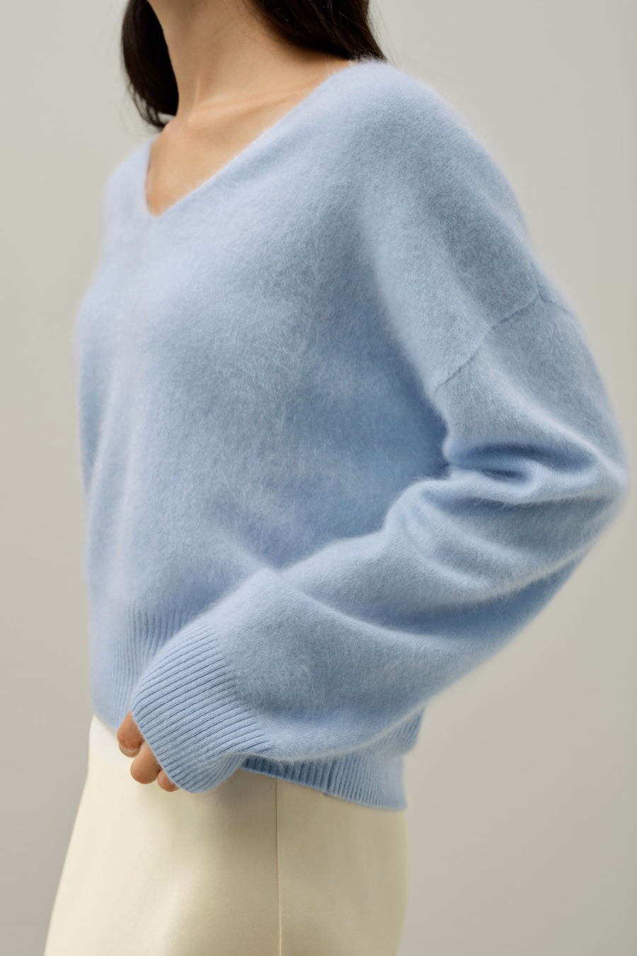 Brushed V-Neck Cashmere Sweater