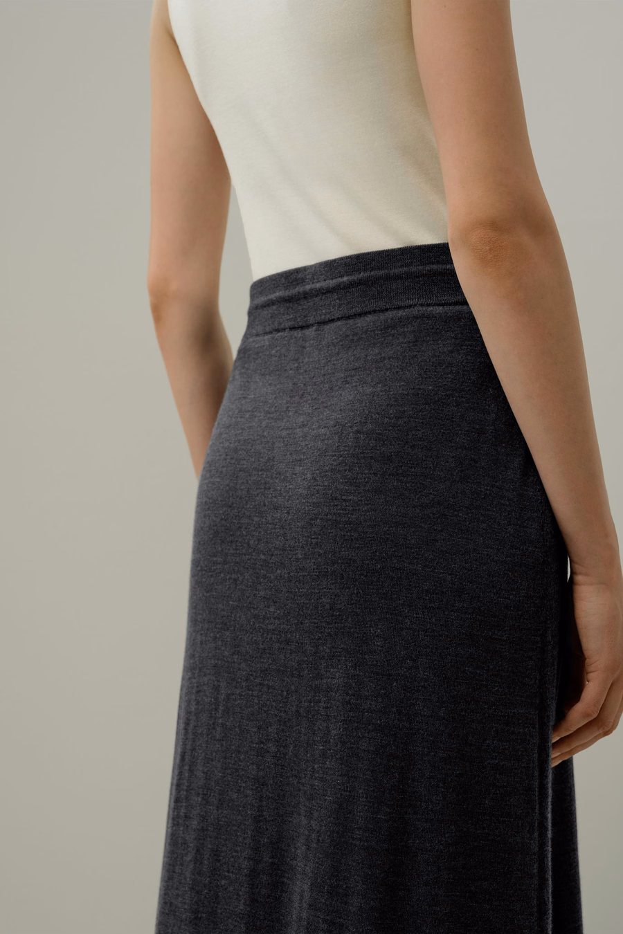 Merino Wool Drawstring Maxi Skirt