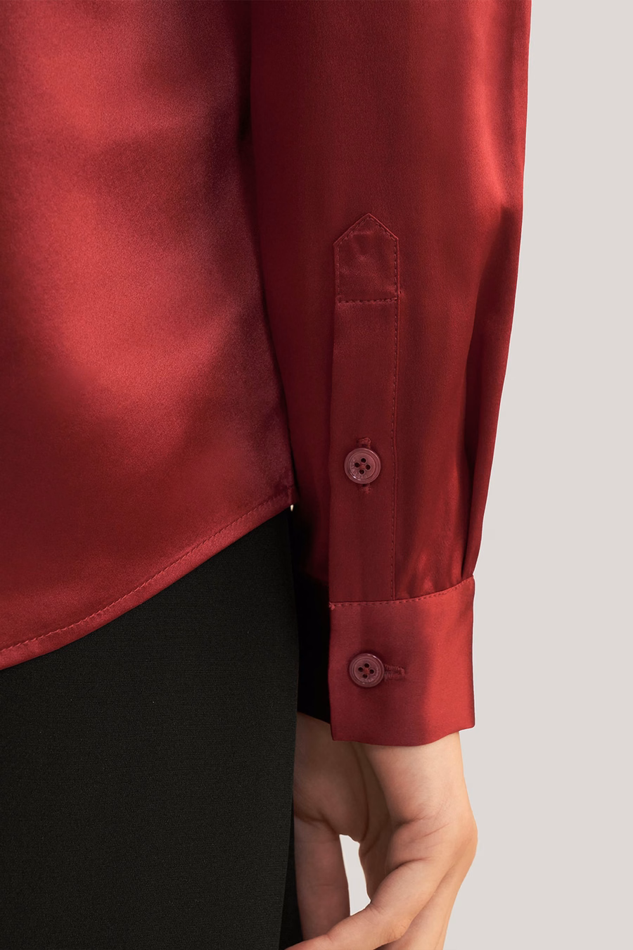 Basic Concealed Placket Silk Shirt