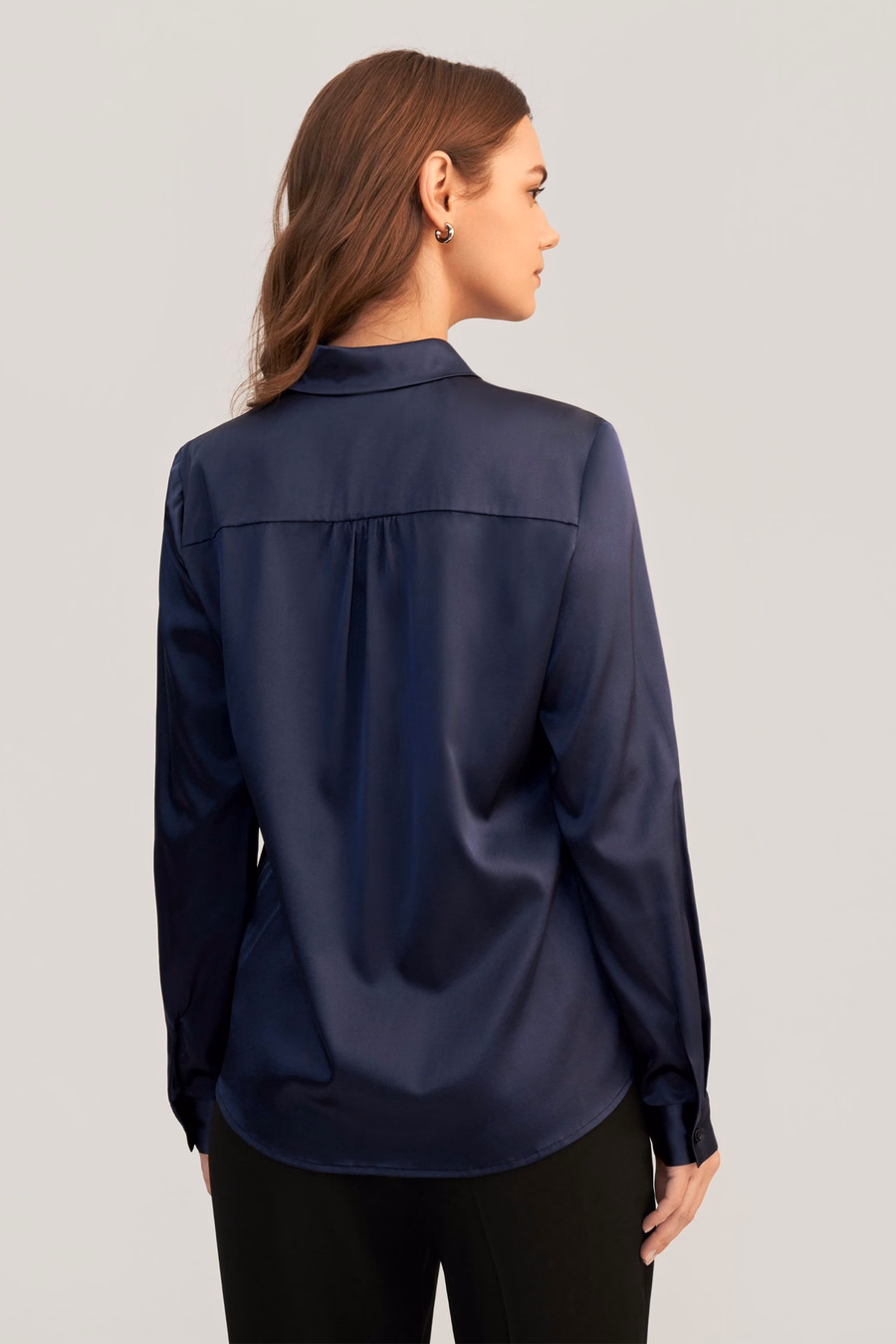 Long Sleeves Collared Silk Blouse