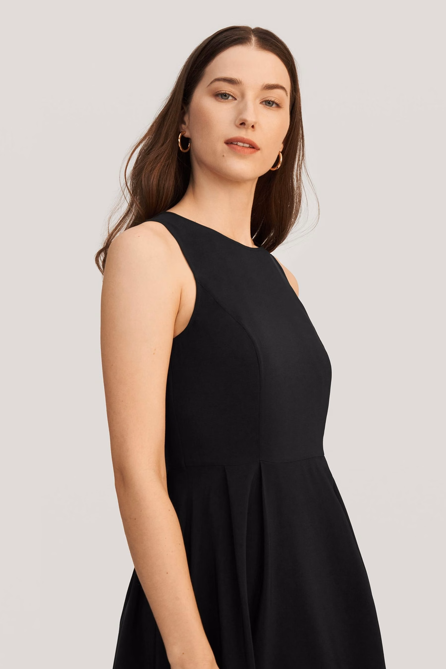 Vintage Round Neck Silk Little Black Dress