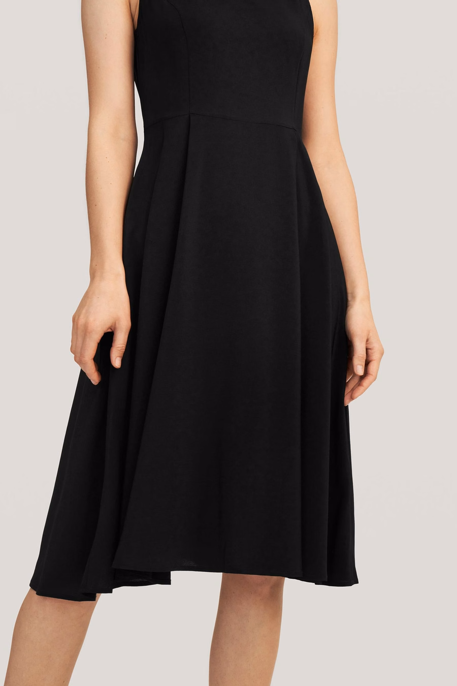 Vintage Round Neck Silk Little Black Dress