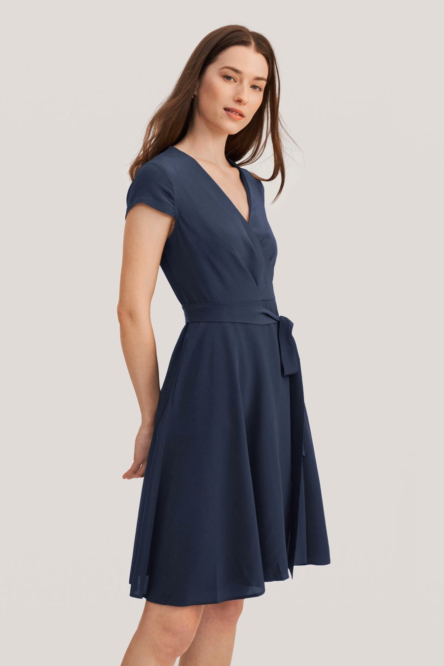 Figure Flattering Silk Wrap Dress