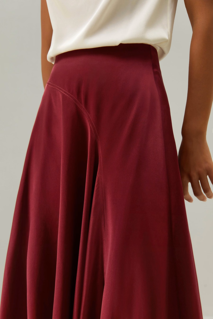 Asymmetrical Hem Silky Half-Skirt