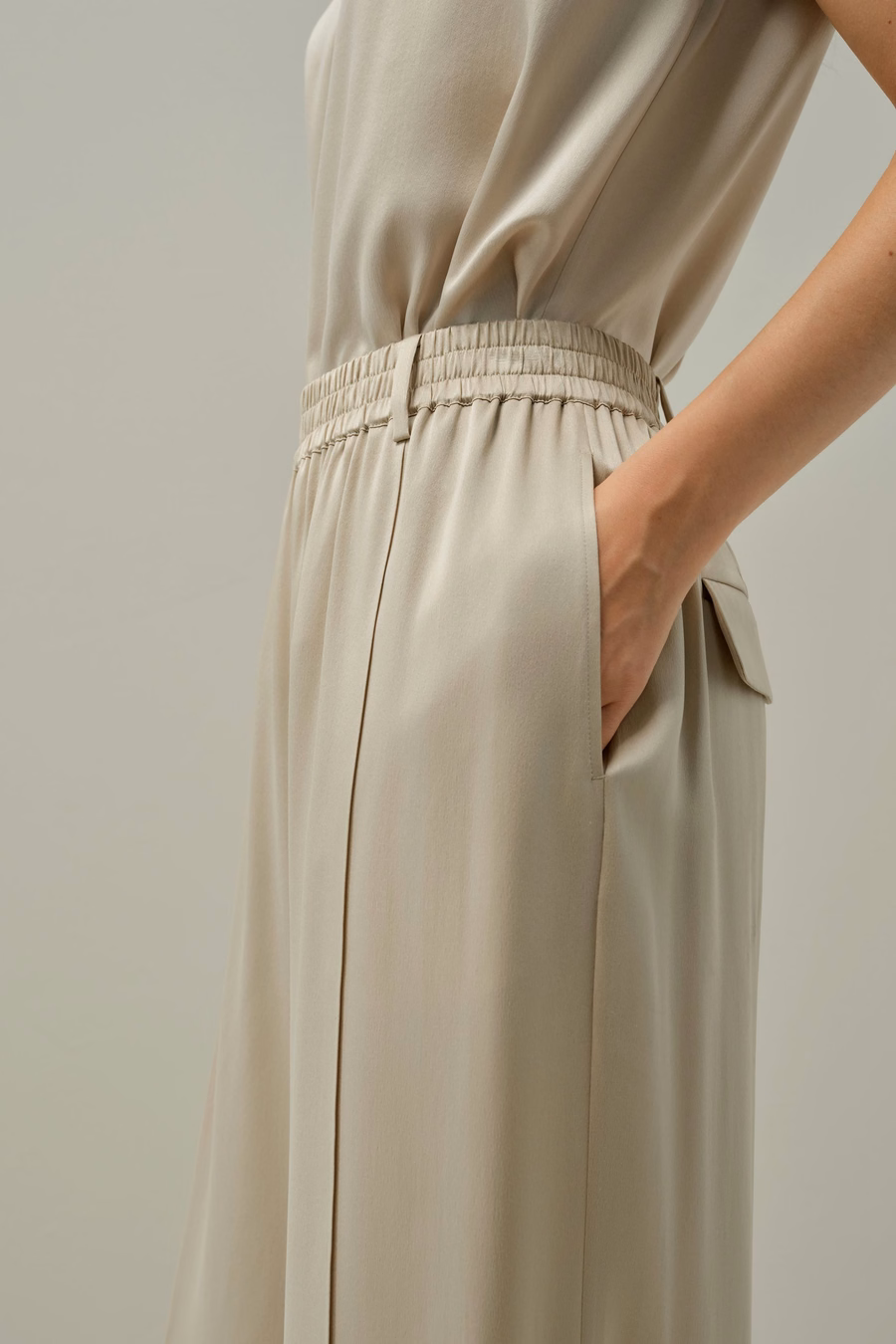 Silk Suede Wide-Leg Pants