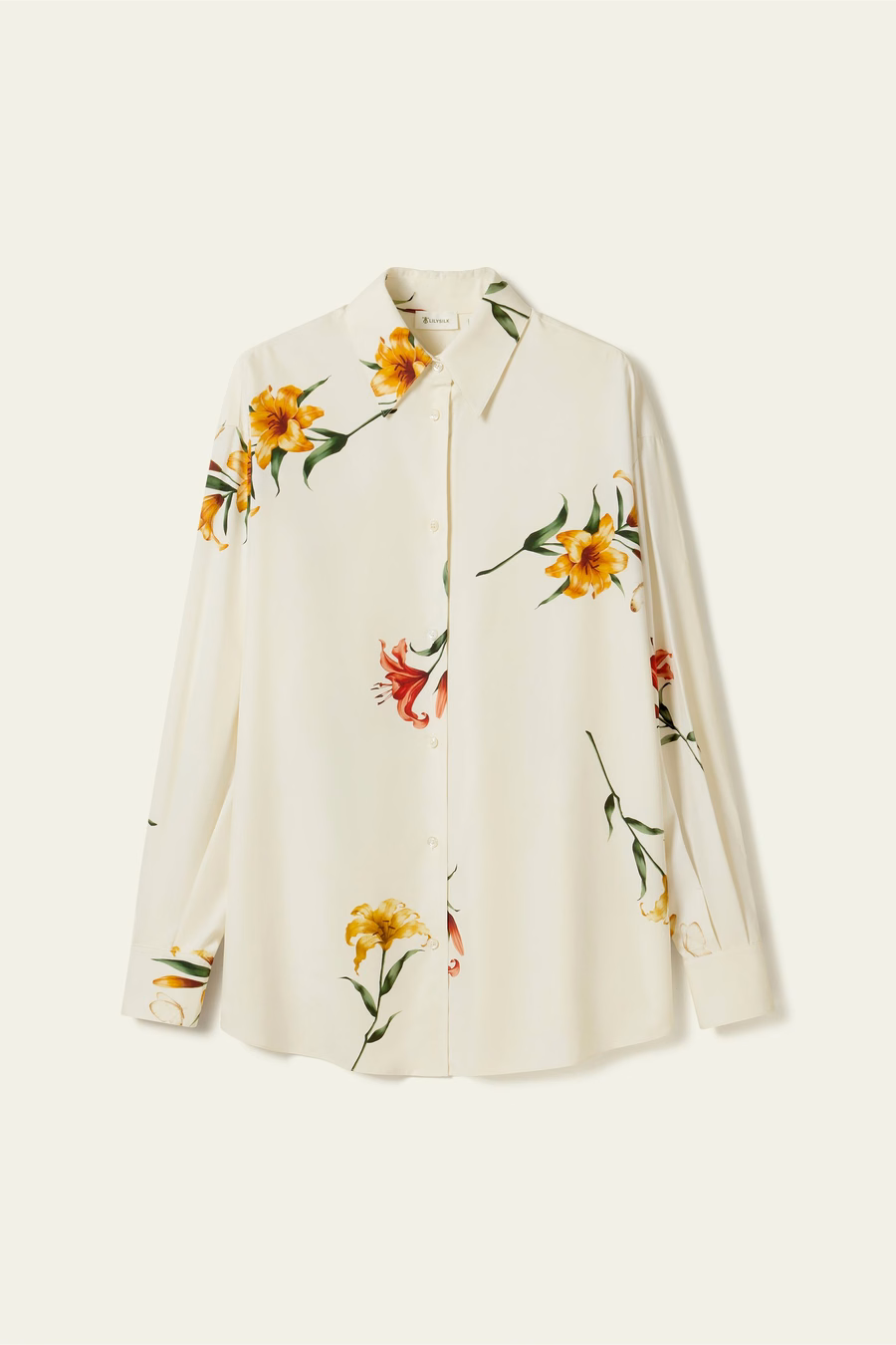 Lily print silk oversize shirt