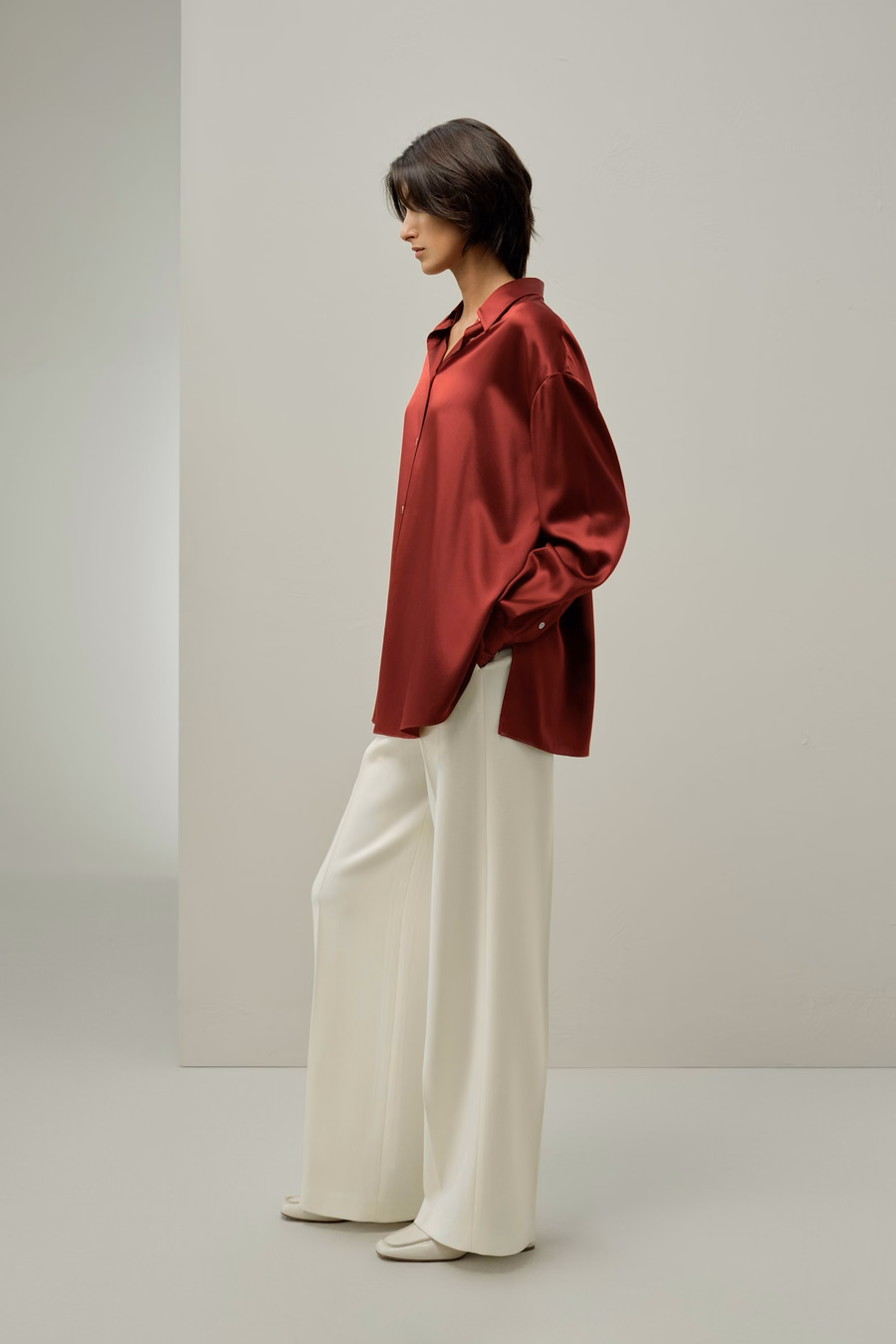 Scarlet Oversize Silk Shirt