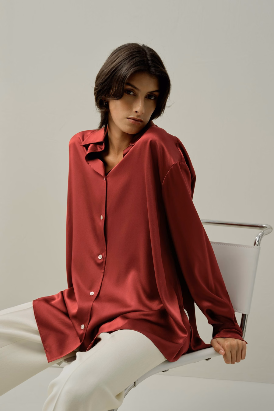 Scarlet Oversize Silk Shirt