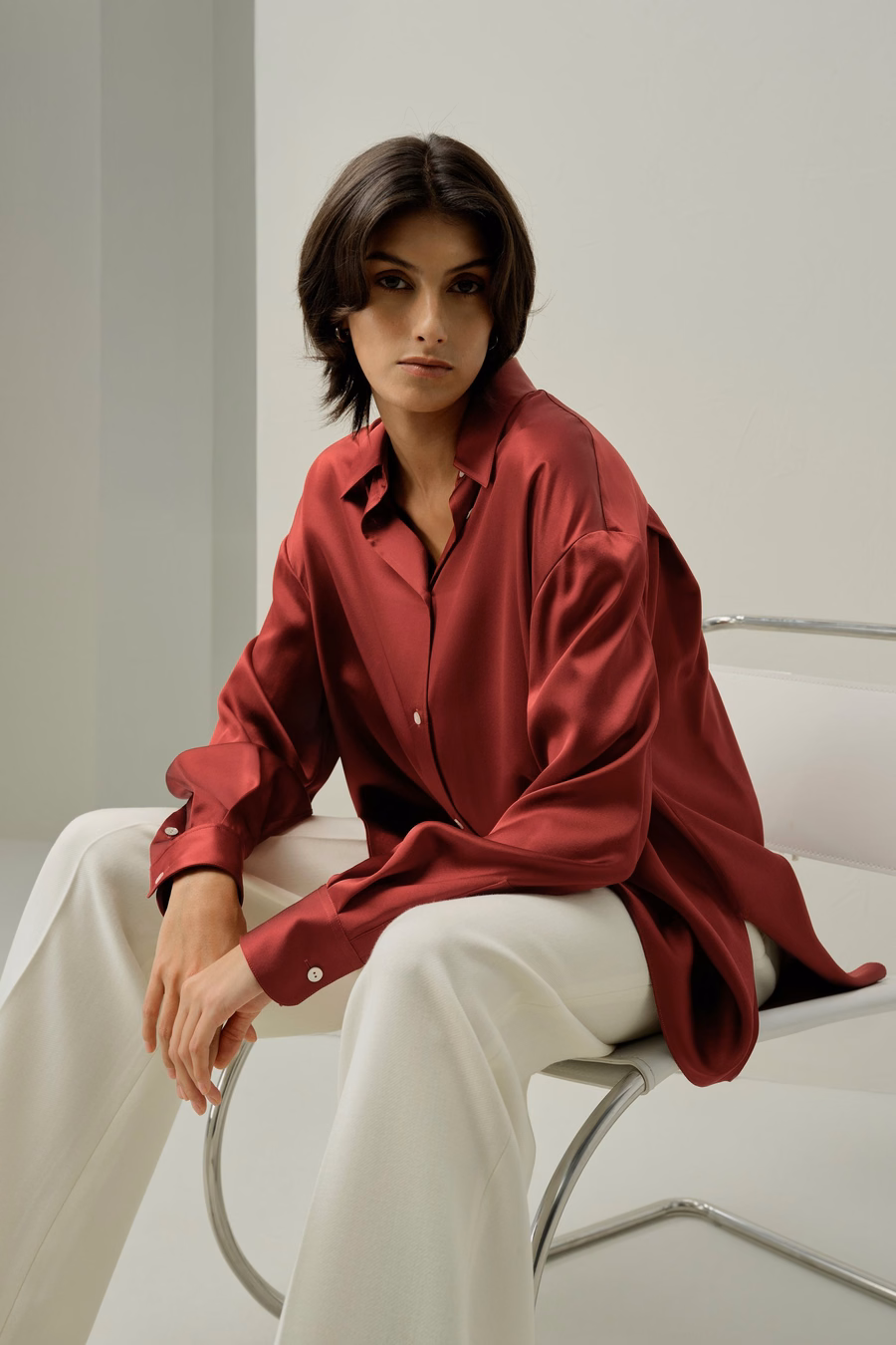 Scarlet Oversize Silk Shirt