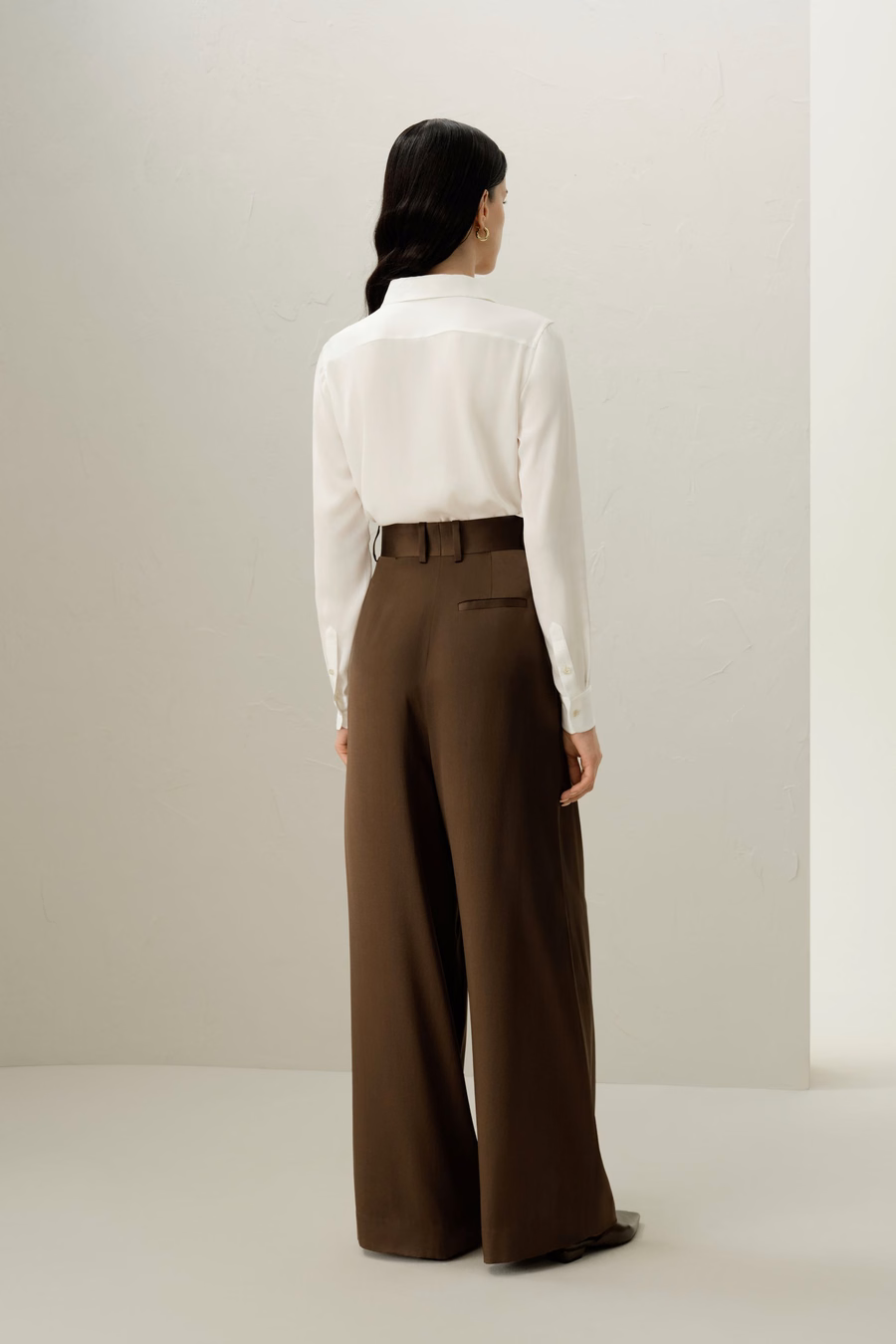 Spread Collar Silk Shirt