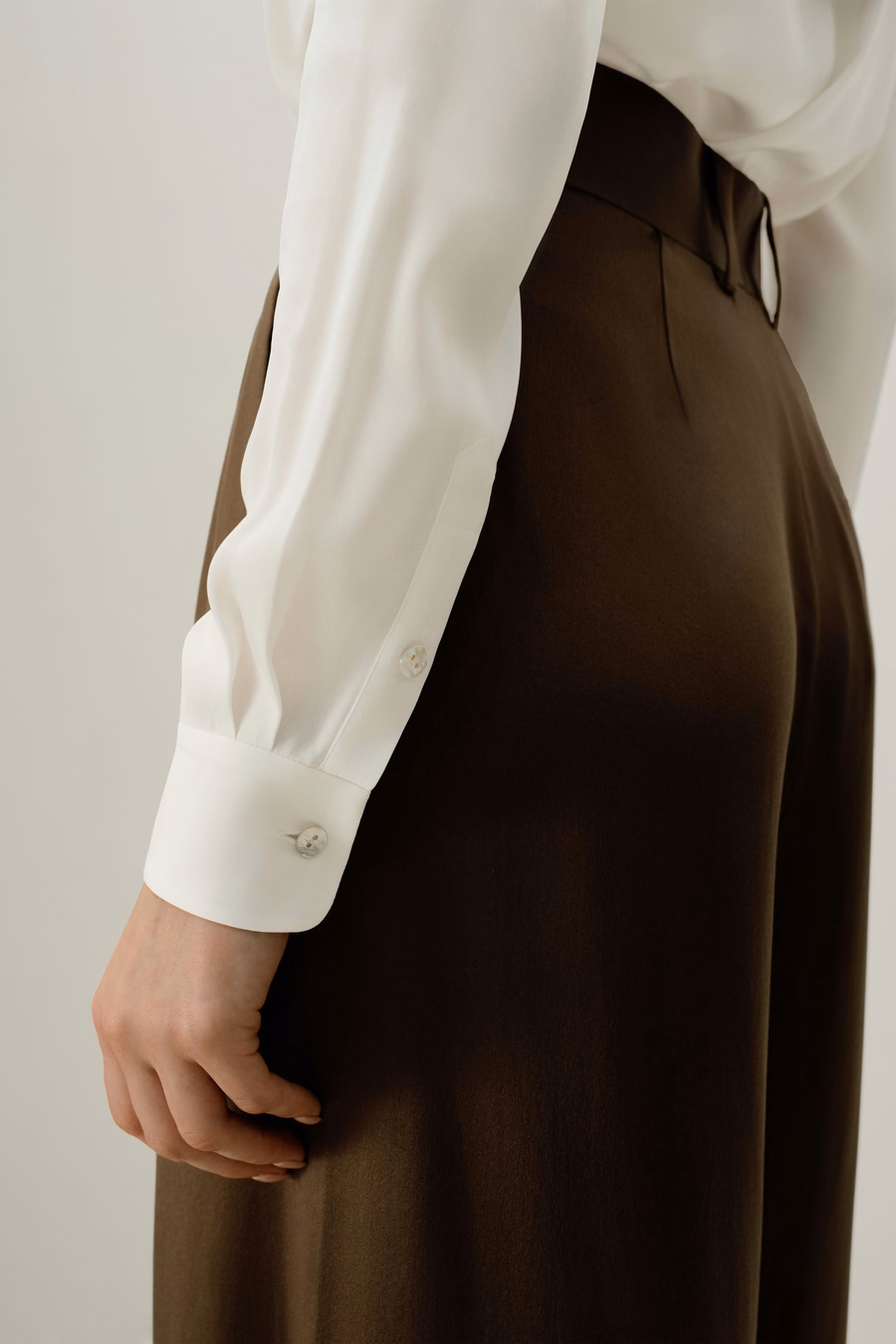 Spread Collar Silk Shirt