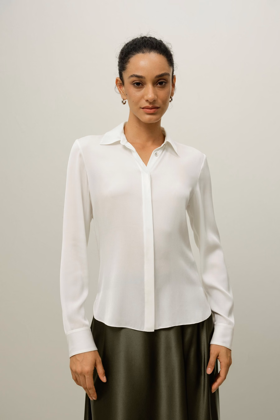 Elegant Silhouette Silk Shirt