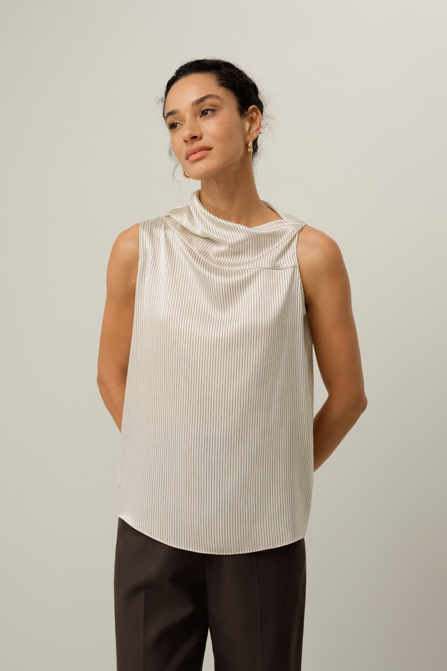 Asymmetric Silk Charmeuse Sleeveless Top