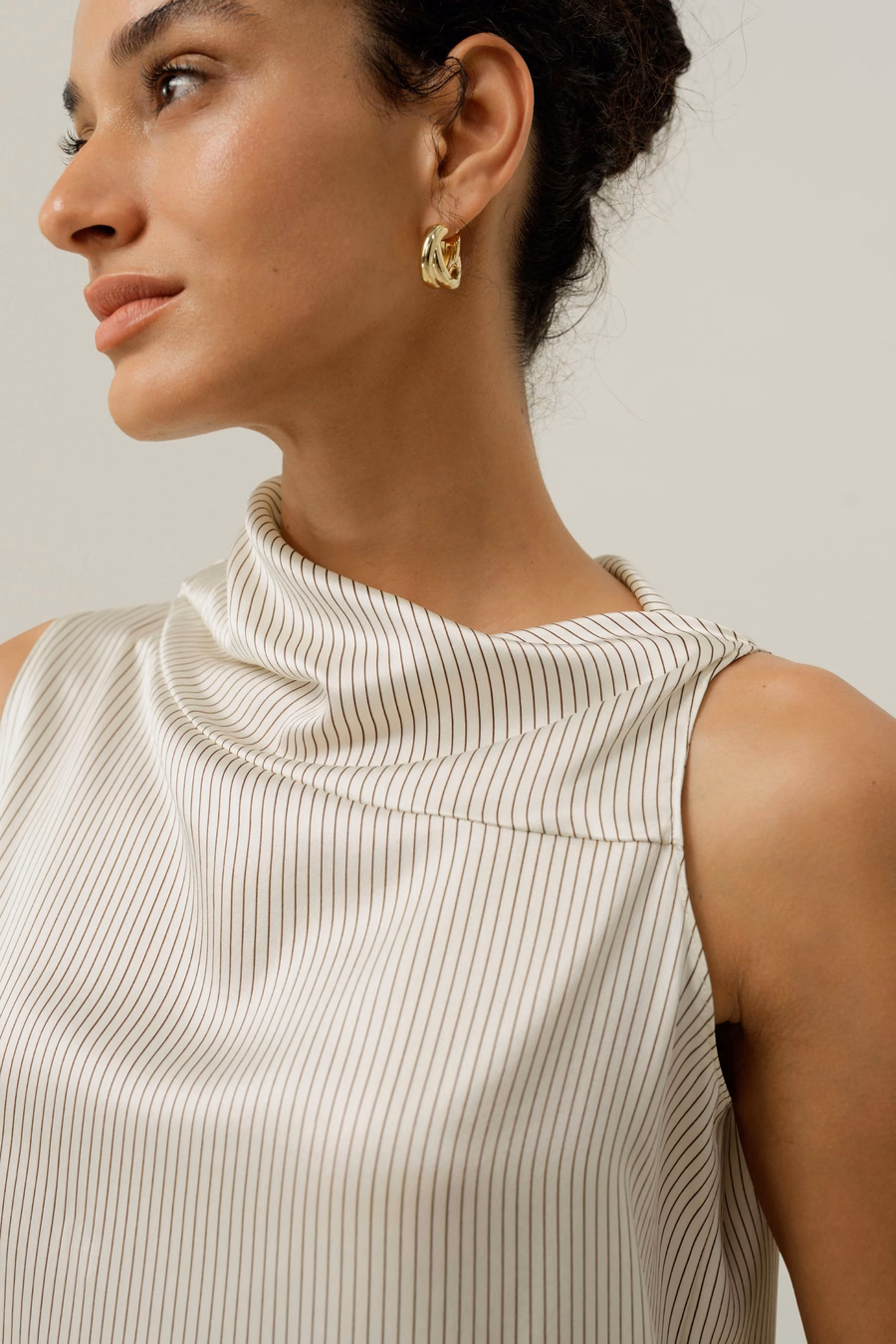 Asymmetric Silk Charmeuse Sleeveless Top