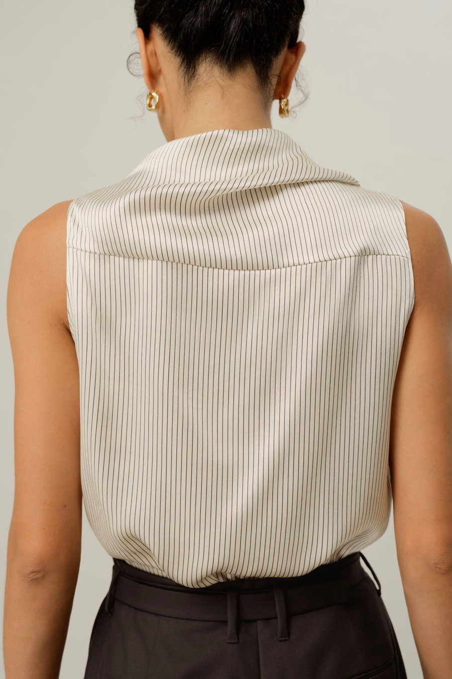 Asymmetric Silk Charmeuse Sleeveless Top