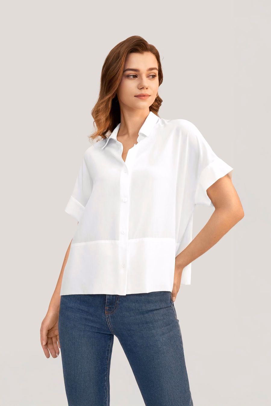 Casual Short Sleeves Loose Silk T-Shirt