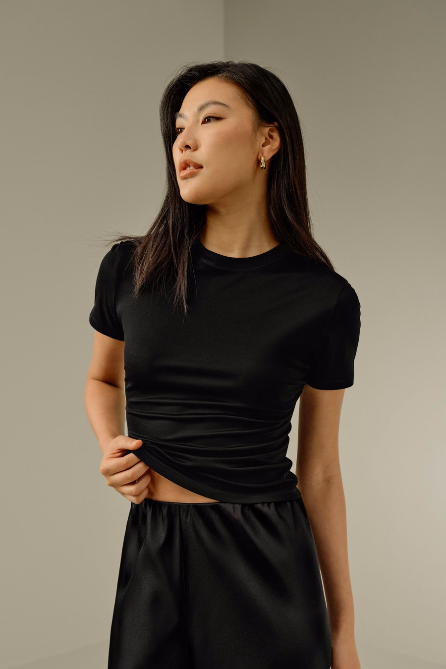 Slim Fitted Silk Jersey Tee