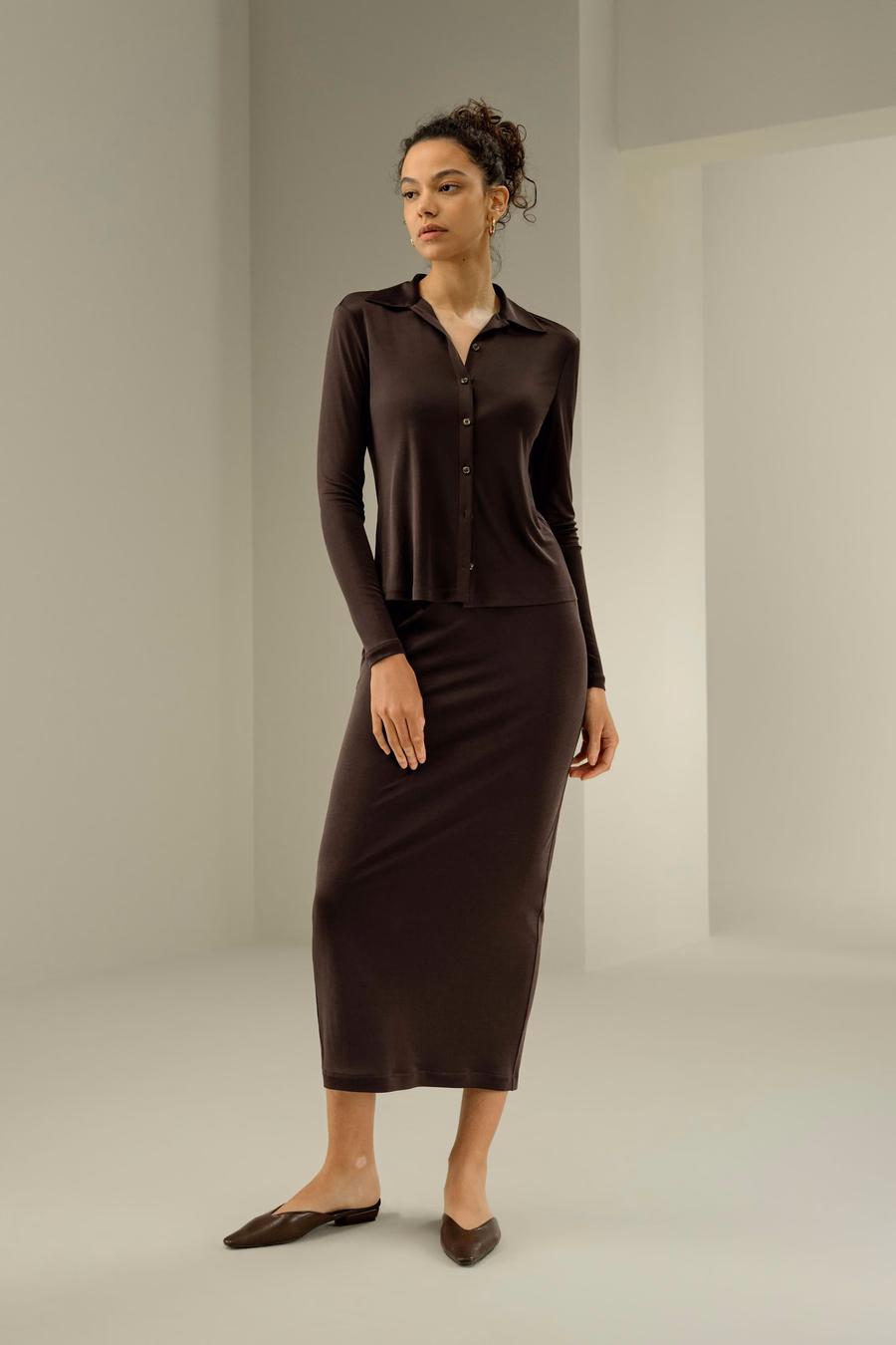 Elegant Silk Midi Skirt