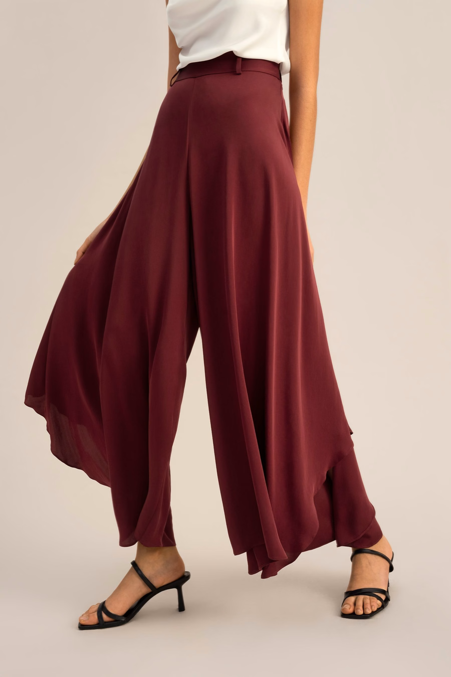 Wide-Legged Silk Fig Pants