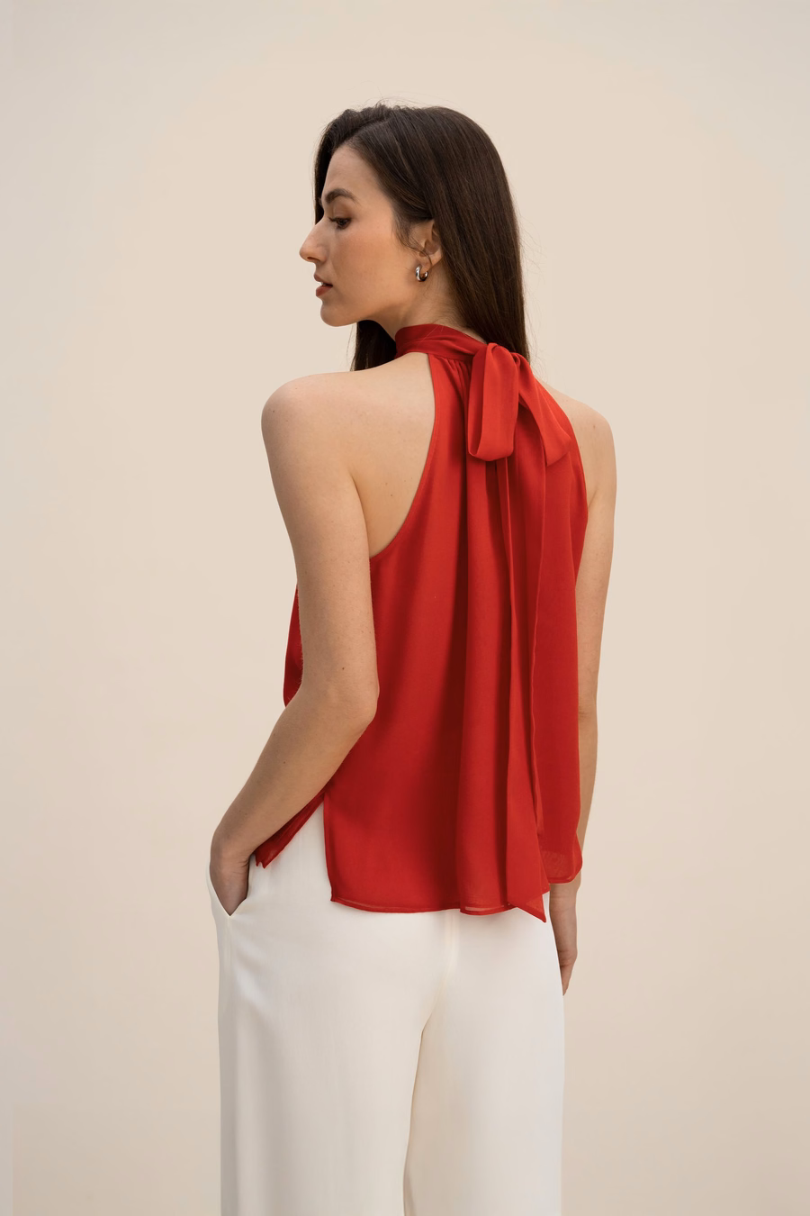 Silk Georgette Halter Neck Top