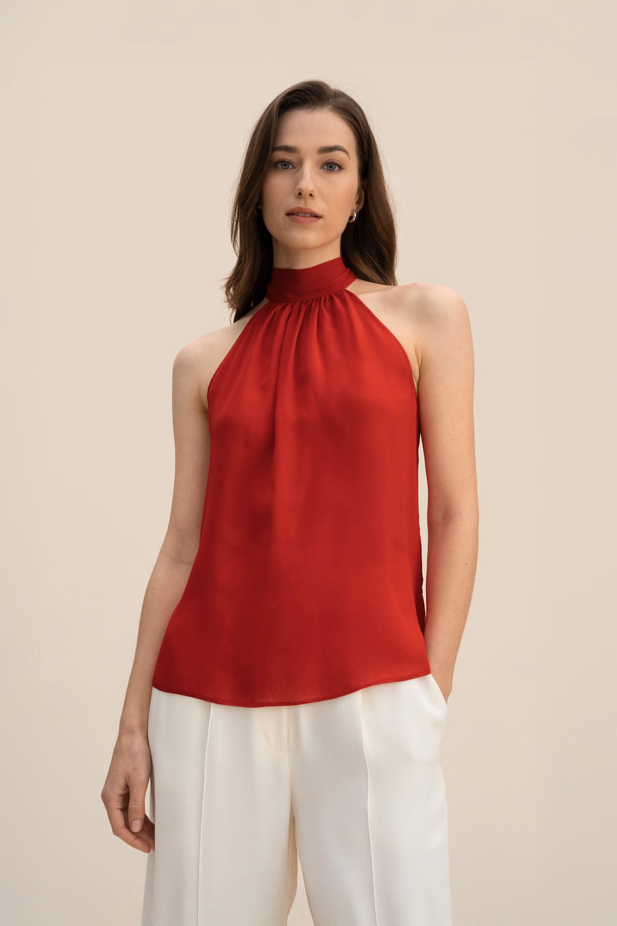 Silk Georgette Halter Neck Top