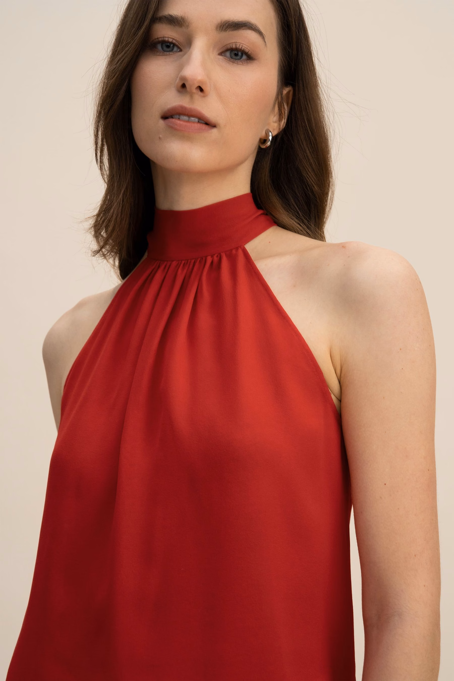 Silk Georgette Halter Neck Top