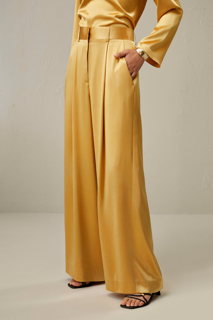 High-Waist Silk Palazzo Pants