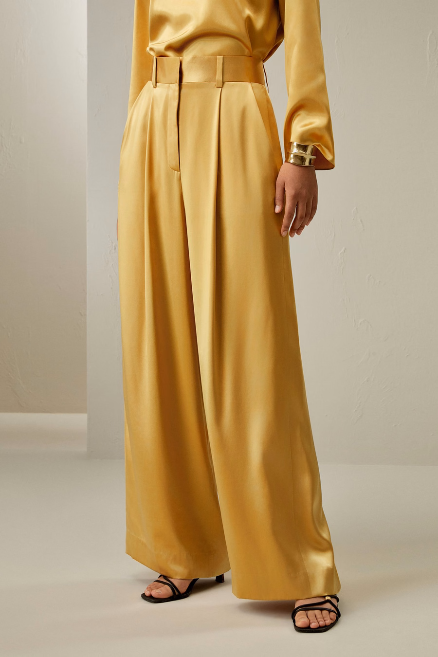 High-Waist Silk Palazzo Pants