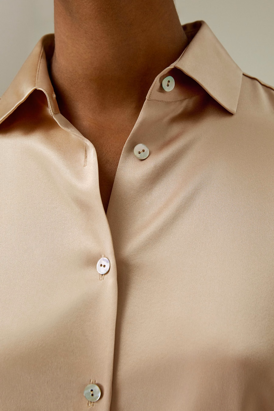 Spread Collar Silk Shirt
