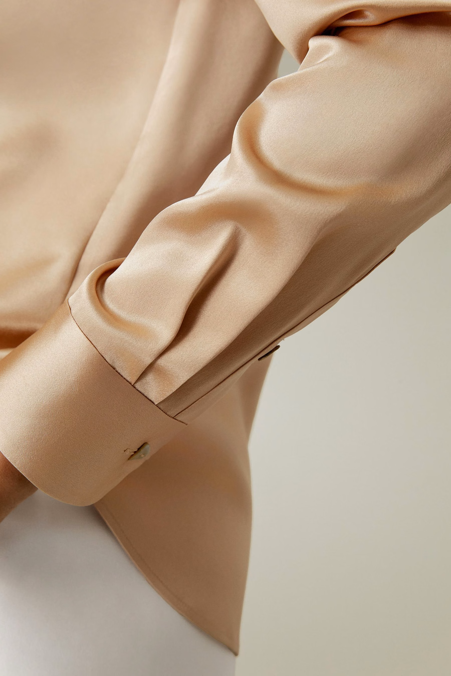 Spread Collar Silk Shirt