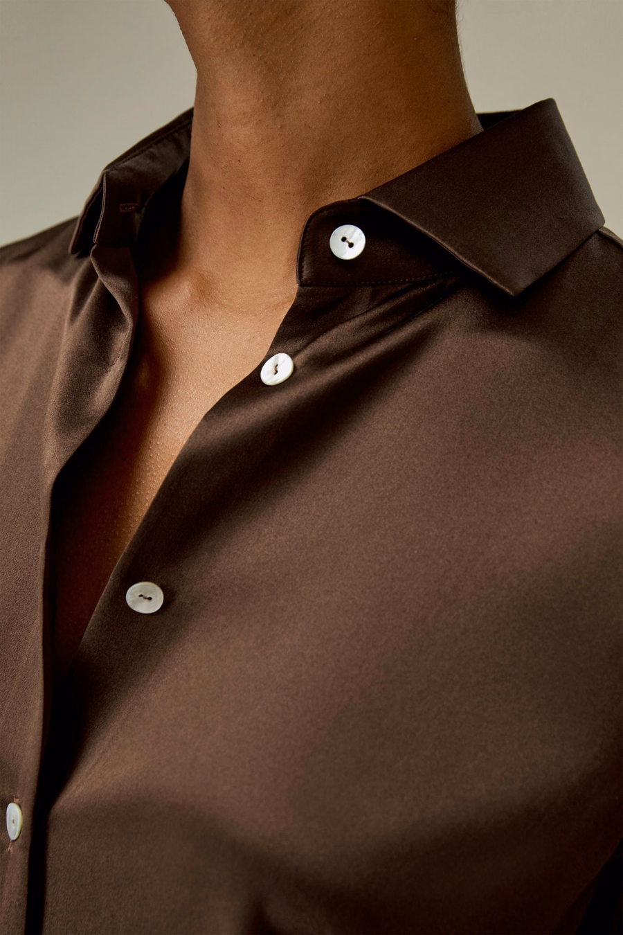 Spread Collar Silk Shirt