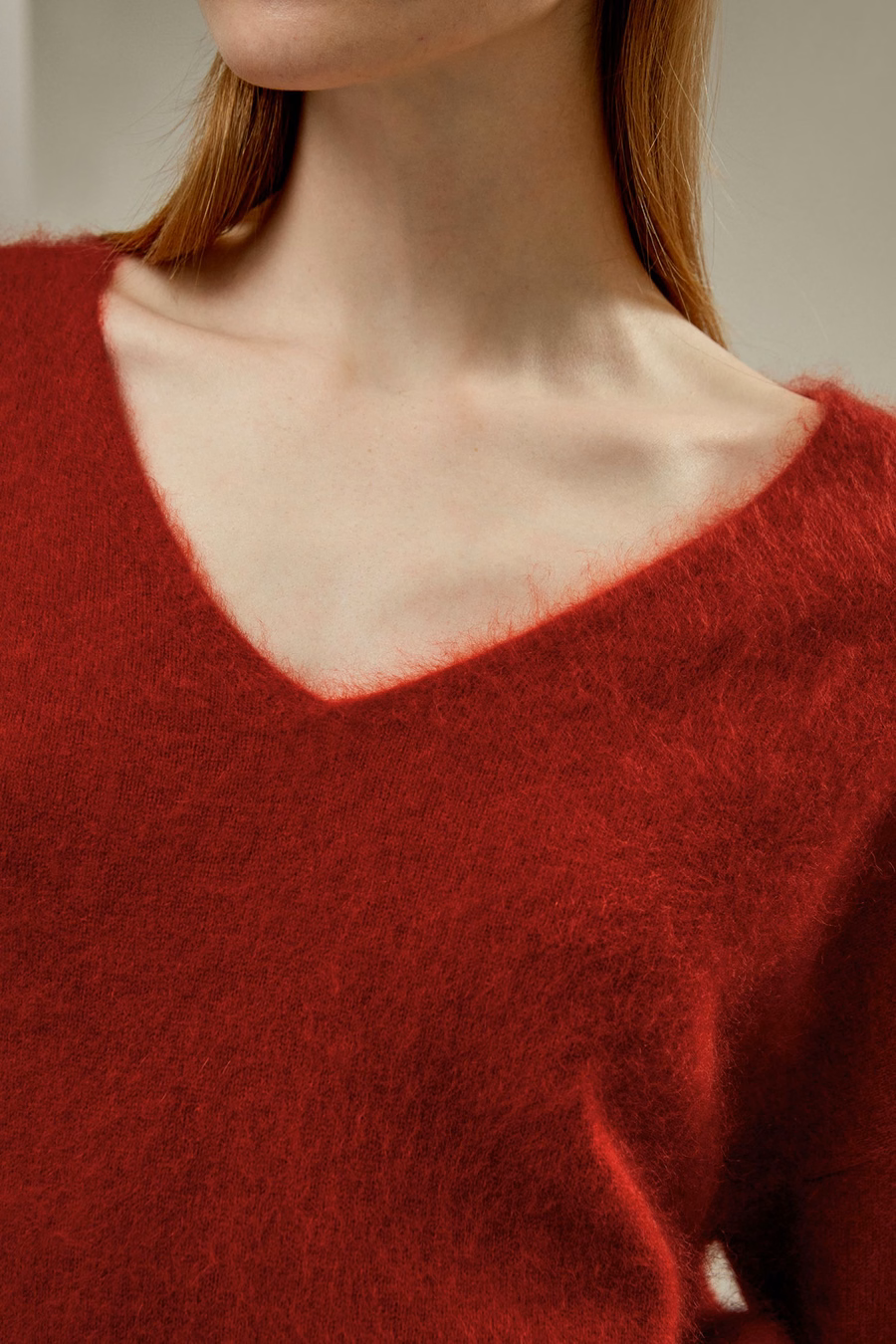 Brushed V-Neck Cashmere Sweater